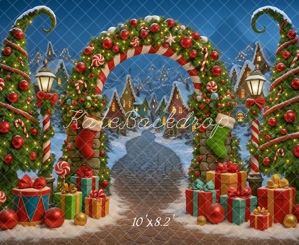 Kate Weihnachten Geschenke Bogen Schnee Hintergrund Entworfen von Ashley Paul