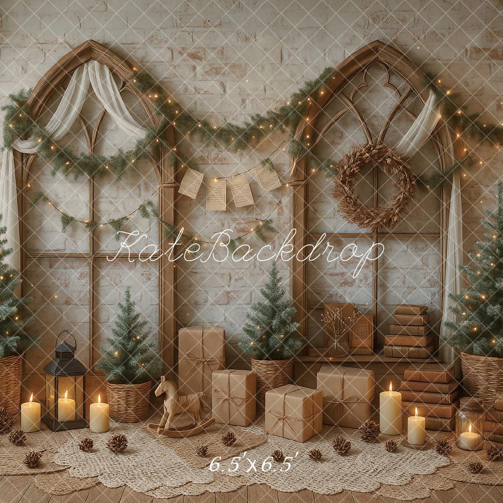 Kate Weihnachten Tannen Geschenke Vintage Hintergrund Entworfen von Ashley Paul - Kate Backdrop.de