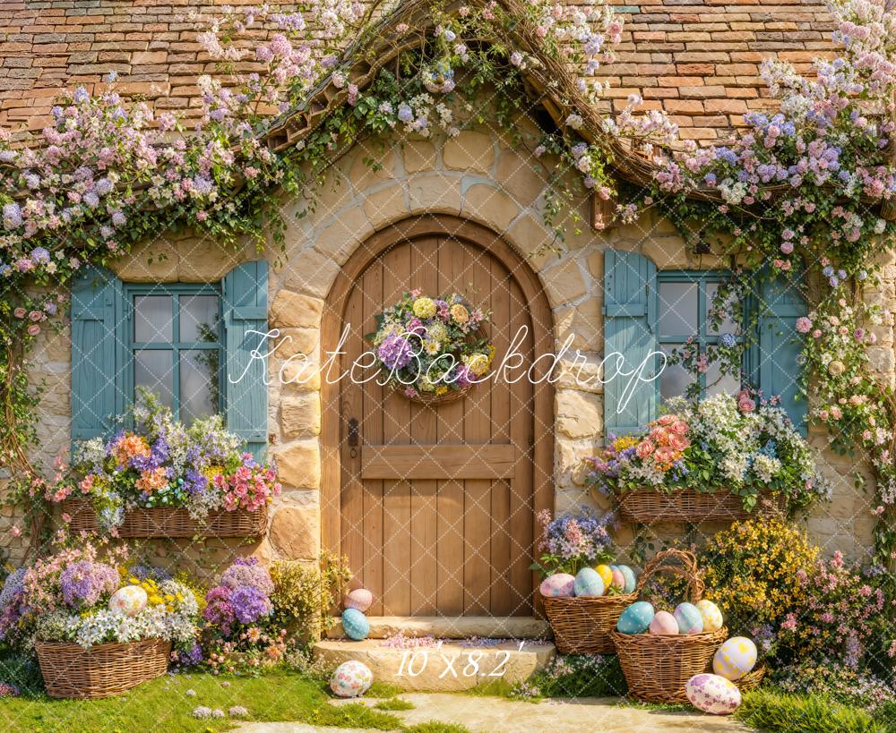 Kate Ostern Blumen Eier Cottage Pastell Hintergrund Entworfen von Emetselch