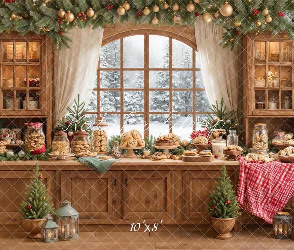 Kate Weihnachten Keksbuffet Fenster Holzdeko Fleece Hintergrund Entworfen von Emetselch - Kate Backdrop.de