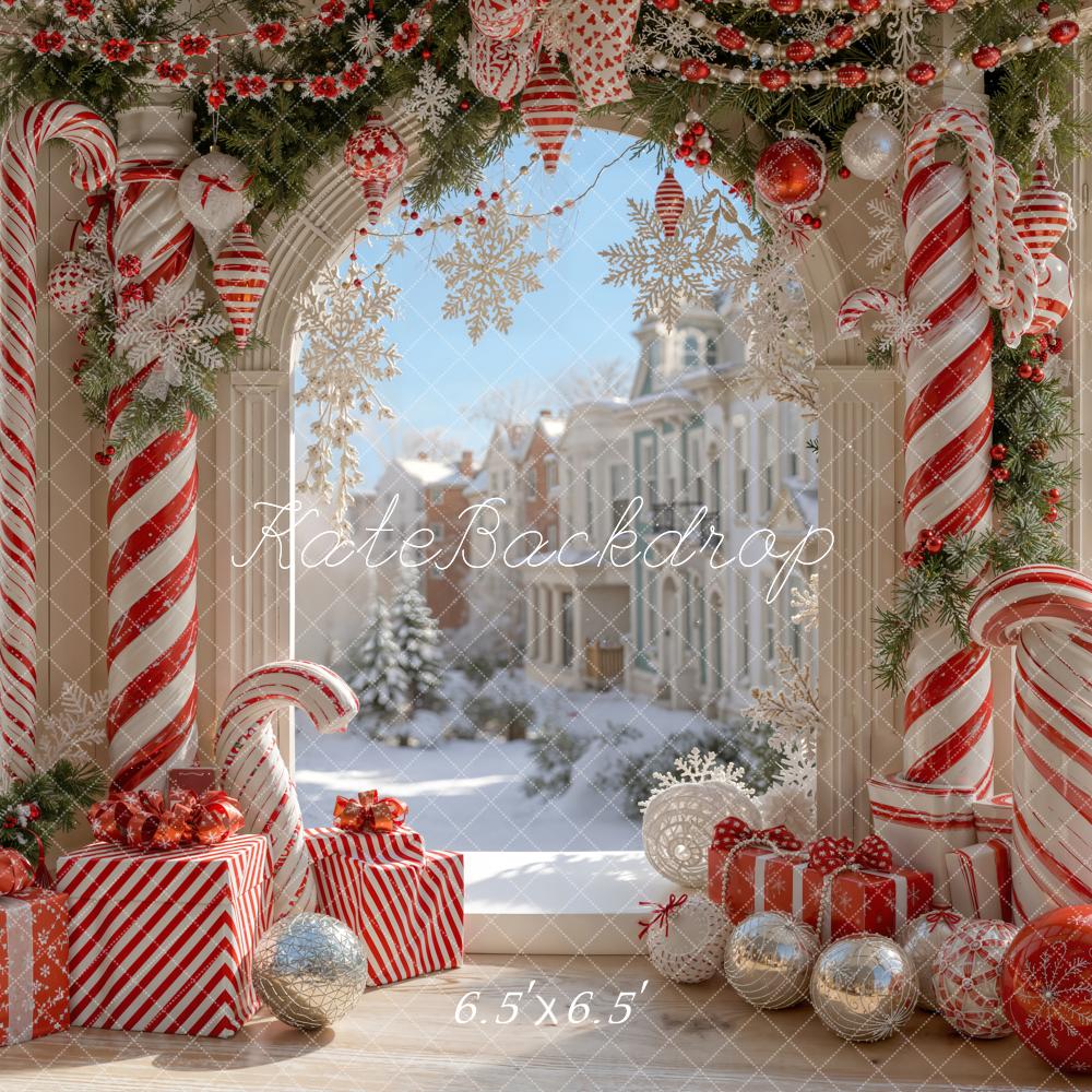 Kate Weihnachten Zuckerstangen Geschenke Winterdeko Hintergrund Entworfen von Emetselch - Kate Backdrop.de