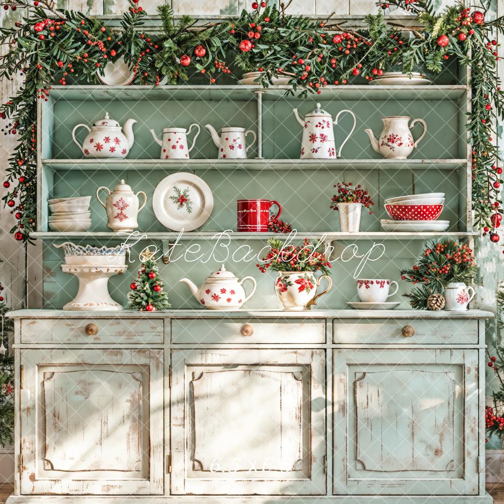 Kate Weihnachten Küchenschrank Tannenzweige Vintage Hintergrund Entworfen von Emetselch