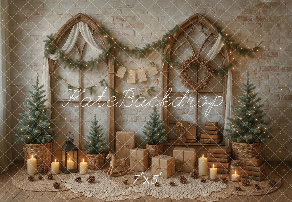 Kate Weihnachten Tannen Geschenke Vintage Hintergrund Entworfen von Ashley Paul - Kate Backdrop.de