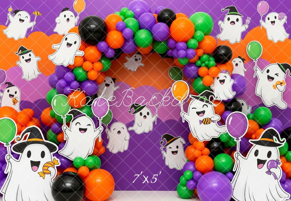 Kate Halloween Geister Ballonbogen Bunt Hintergrund Entworfen von Patty Roberts