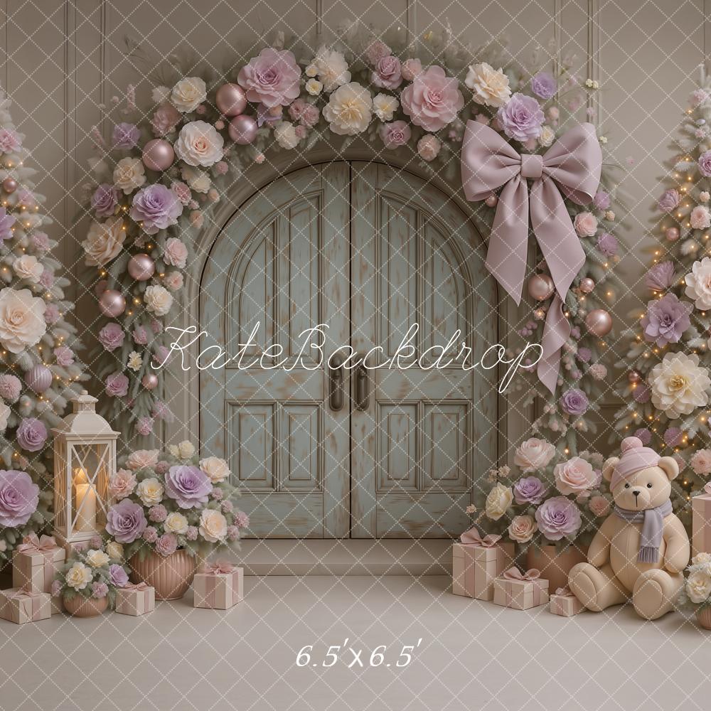 Kate Weihnachten Tür Blumen Pastell Hintergrund Entworfen von Ashley Paul - Kate Backdrop.de