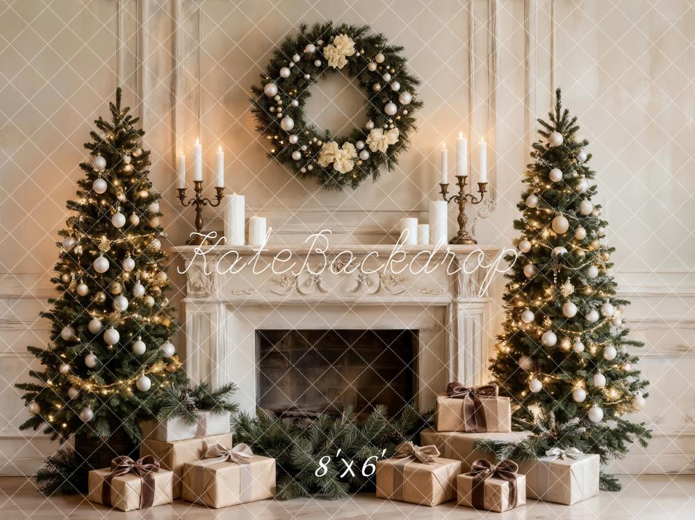 Kate Weihnachten Kamin Tannenbaum Klassisch Fleece Hintergrund Entworfen von Emetselch