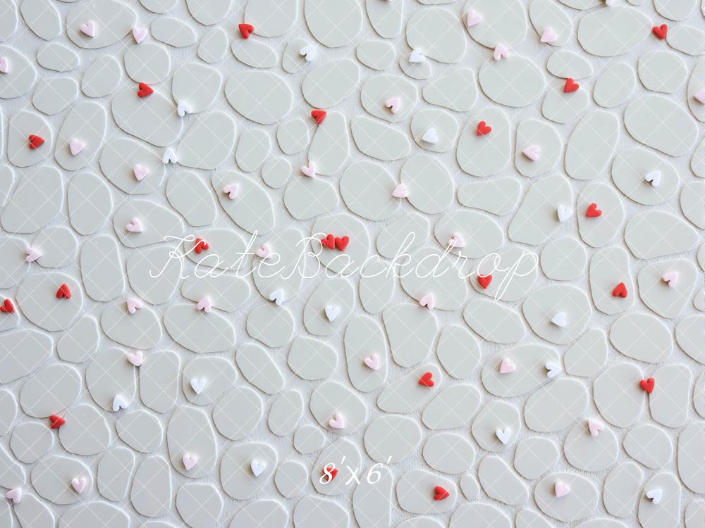 Kate Valentinstag Kleine Herzen Steinstruktur Weiß Hintergrund Entworfen von Mini MakeBelieve - Kate Backdrop.de