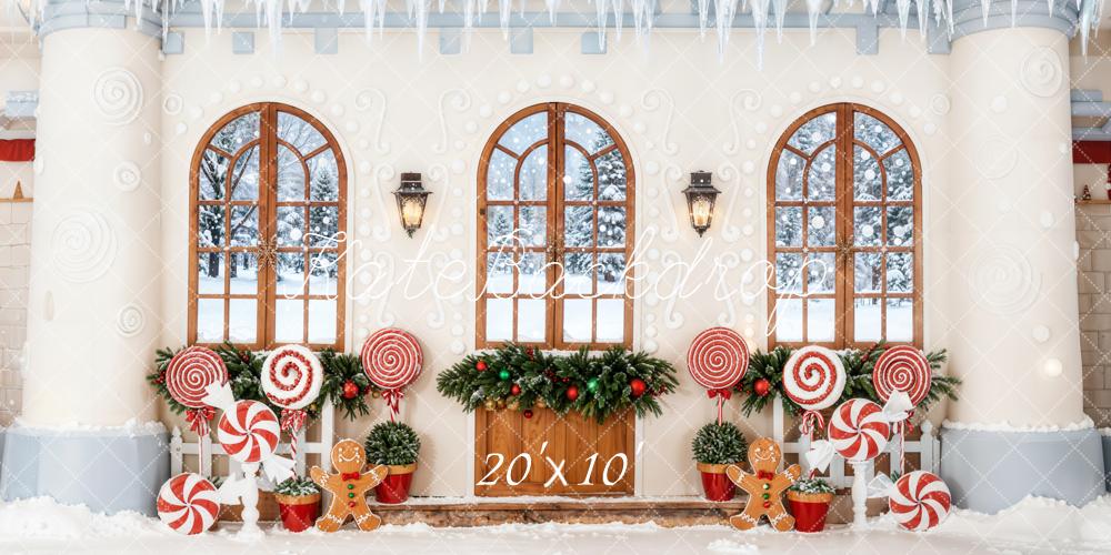 Kate Weihnachten Zuckerstangen Fenster Lebkuchenhaus Hintergrund Entworfen von Emetselch