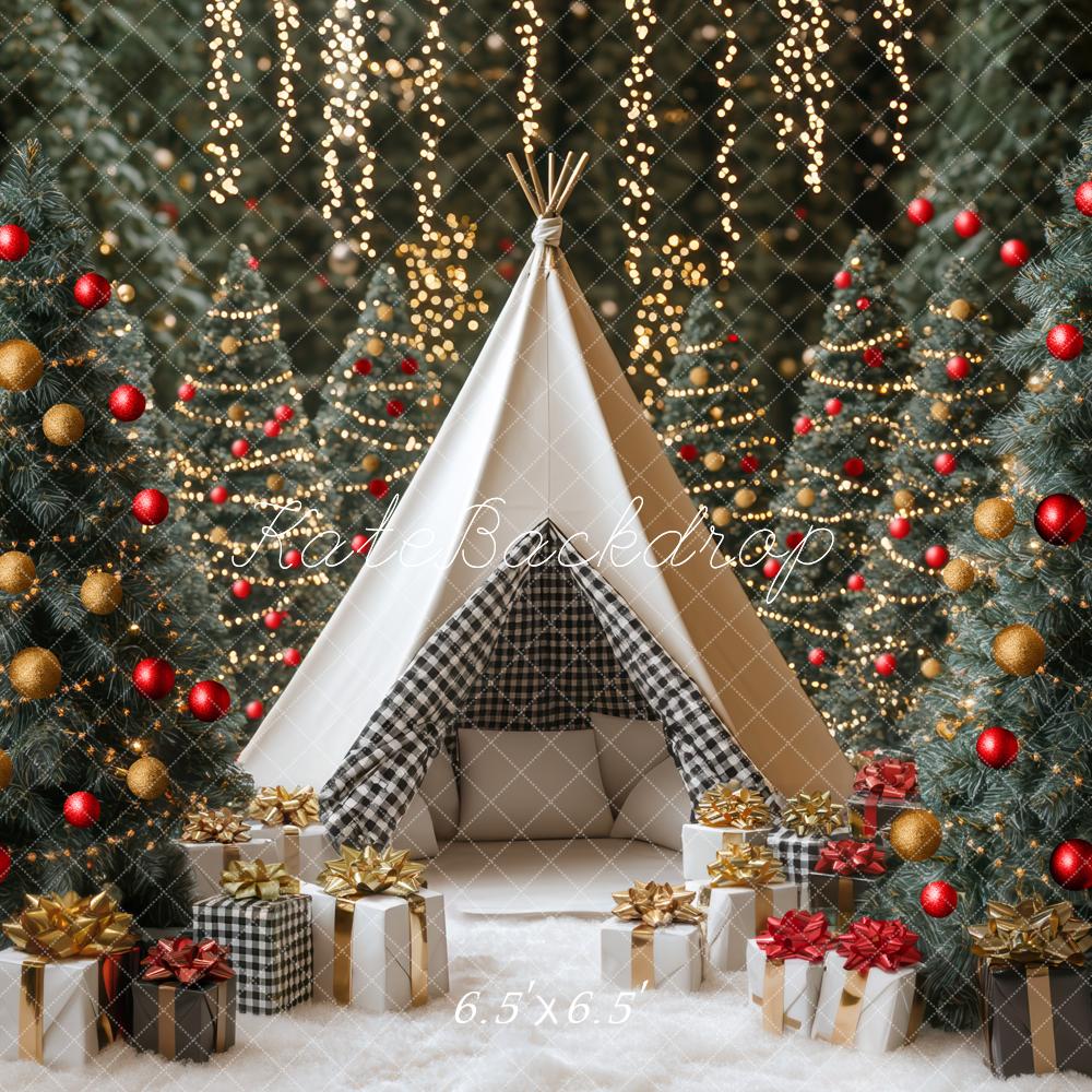 Kate Weihnachten Tannenbaum Zelt Geschenke Hintergrund Entworfen von Mini MakeBelieve - Kate Backdrop.de