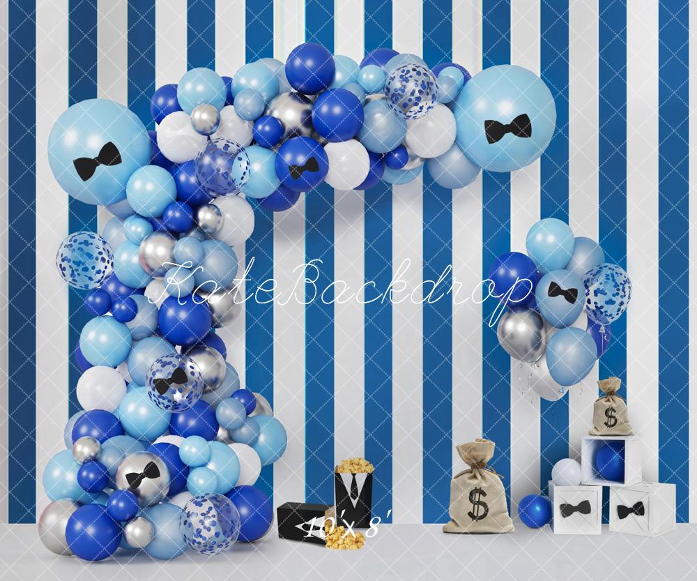 Kate Geburtstag Ballons Bogen Blau Gestreift Hintergrund Entworfen von Emetselch - Kate Backdrop.de
