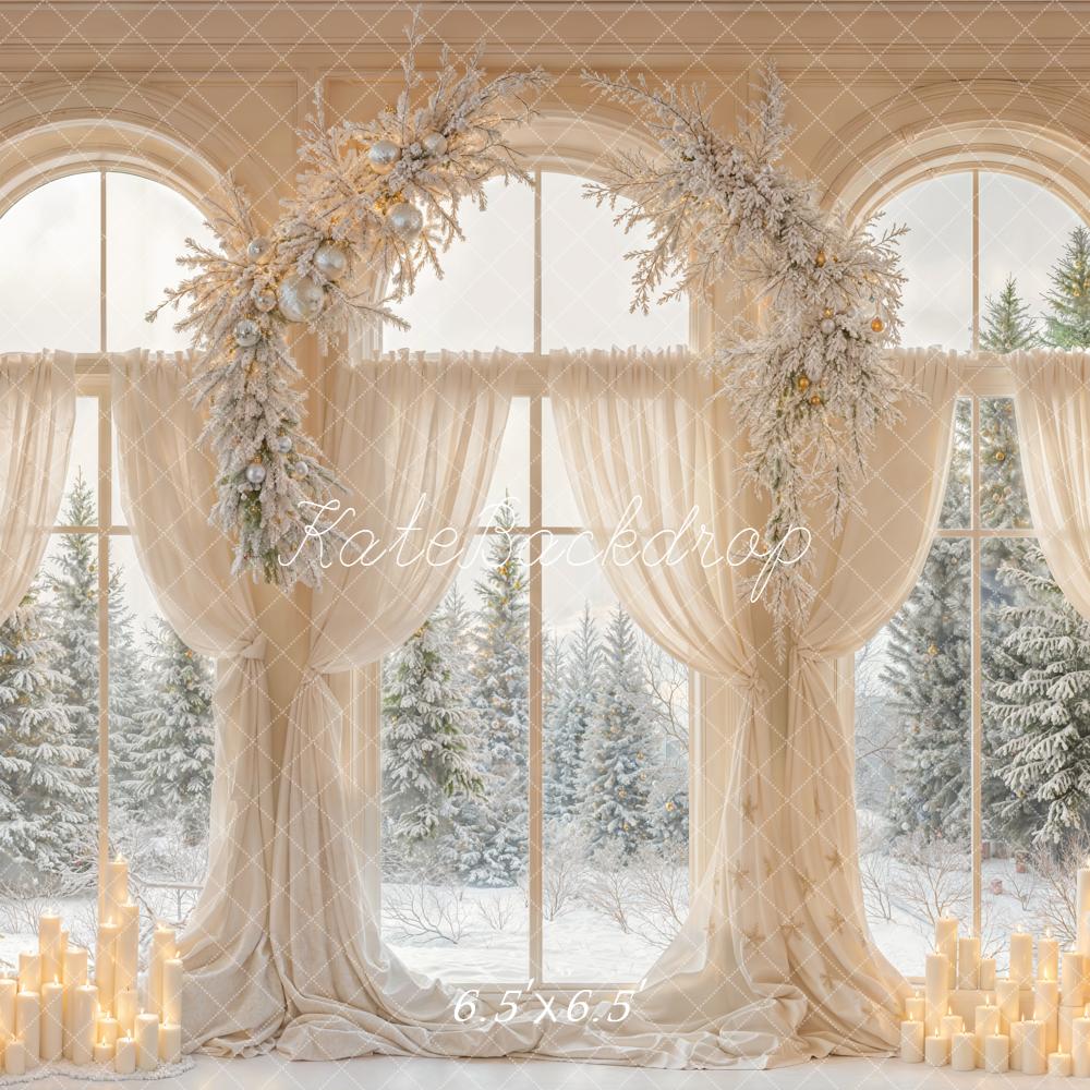 Kate Weihnachten Fenster Tannenbaum Weiß Hintergrund Entworfen von Emetselch - Kate Backdrop.de