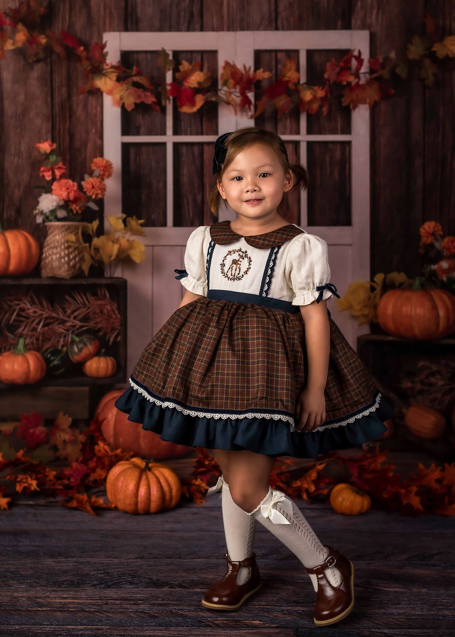 Kate Herbst / Thanksgiving Kürbisse mit Lichtern Hintergrund Entworfen von Jia Chan Photography - Kate Backdrop.de