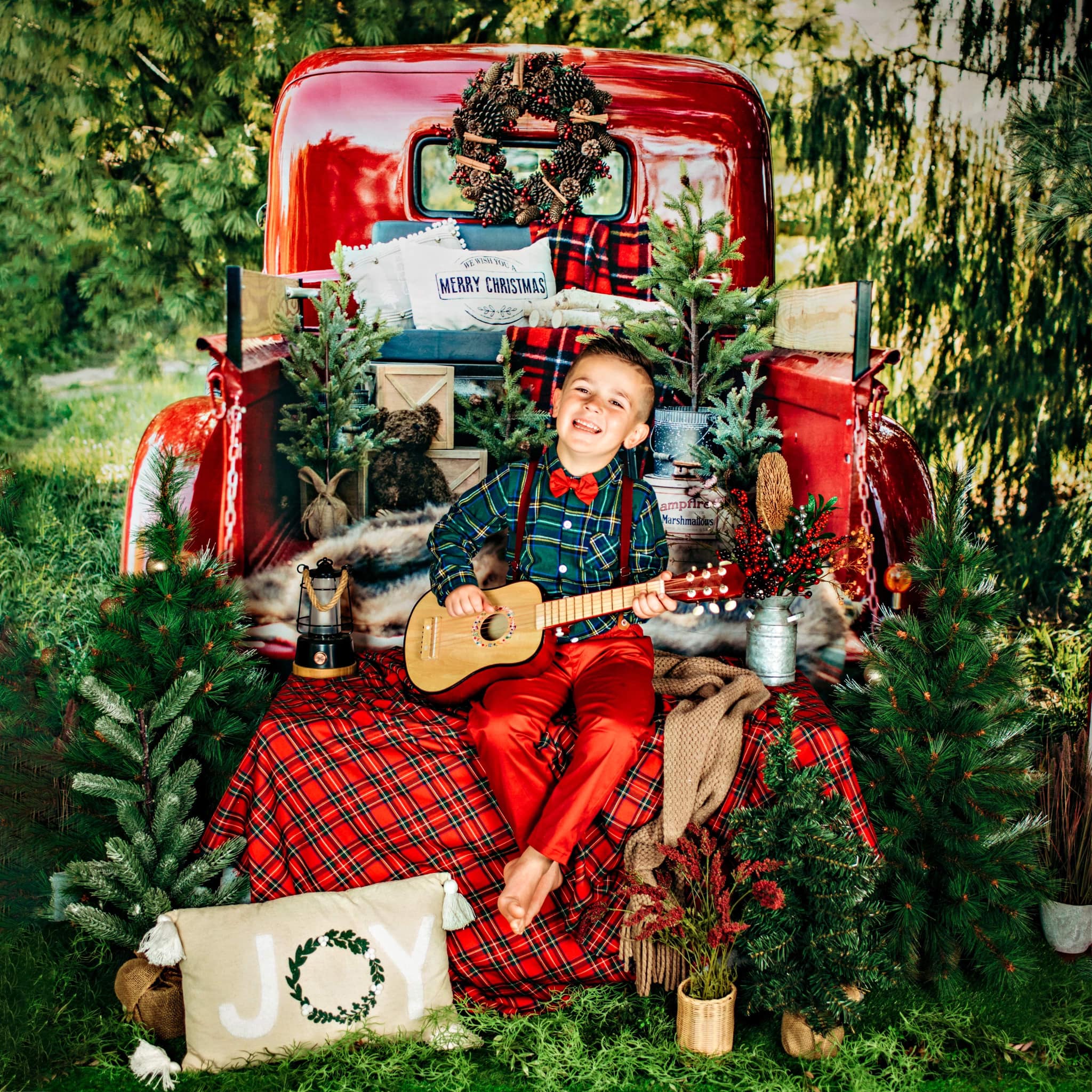 Kate Rot Weihnachten Truck Hintergrund von Mandy Ringe Photography