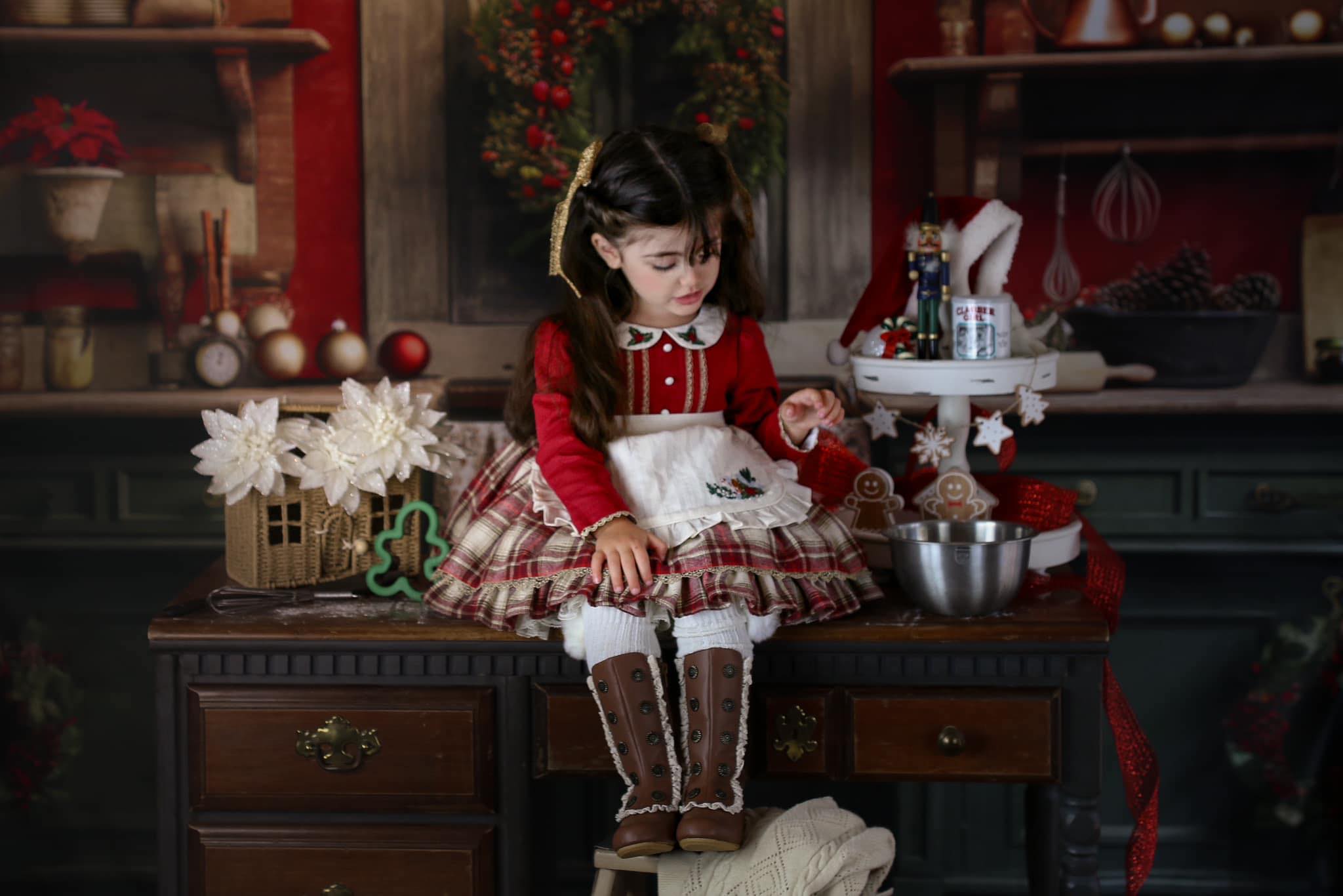 Kate Rot und Grün Weihnachten Küche Hintergrund von Mandy Ringe Fotograf - Kate Backdrop.de