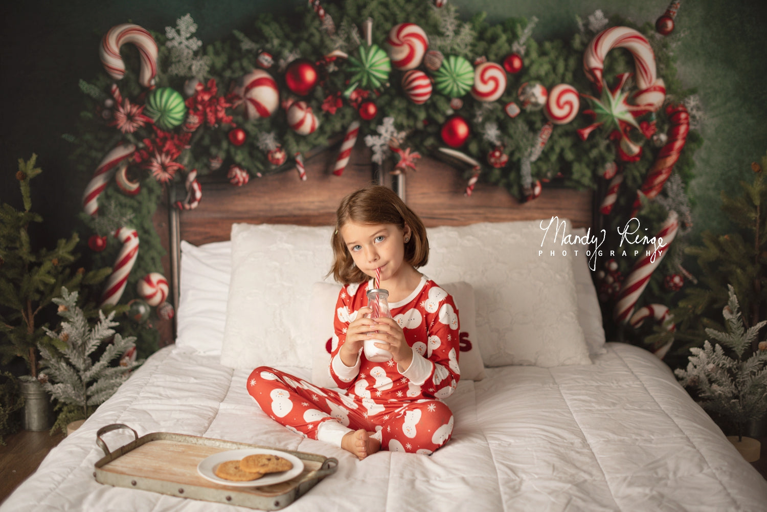 Kate Weihnachten Candy Cane Kopfteil Hintergrund von Mandy Ringe Fotograf