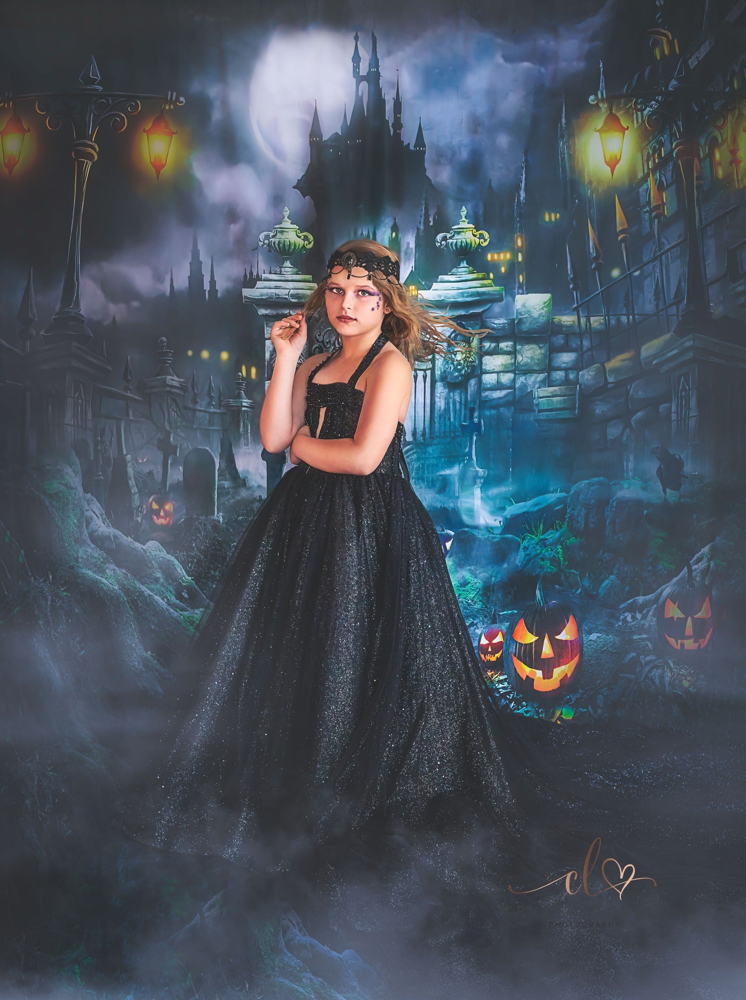 Kate Halloween Hintergrund Nacht Schloss für Fotografie