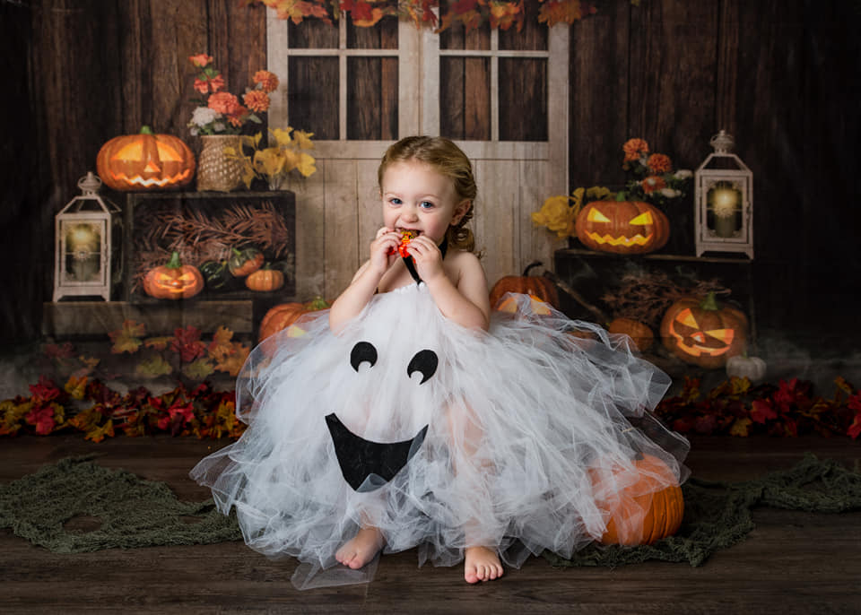 Kate Herbst / Halloween Kürbisse Lichter Hintergrund Entworfen von Jia Chan Fotografie - Kate Backdrop.de