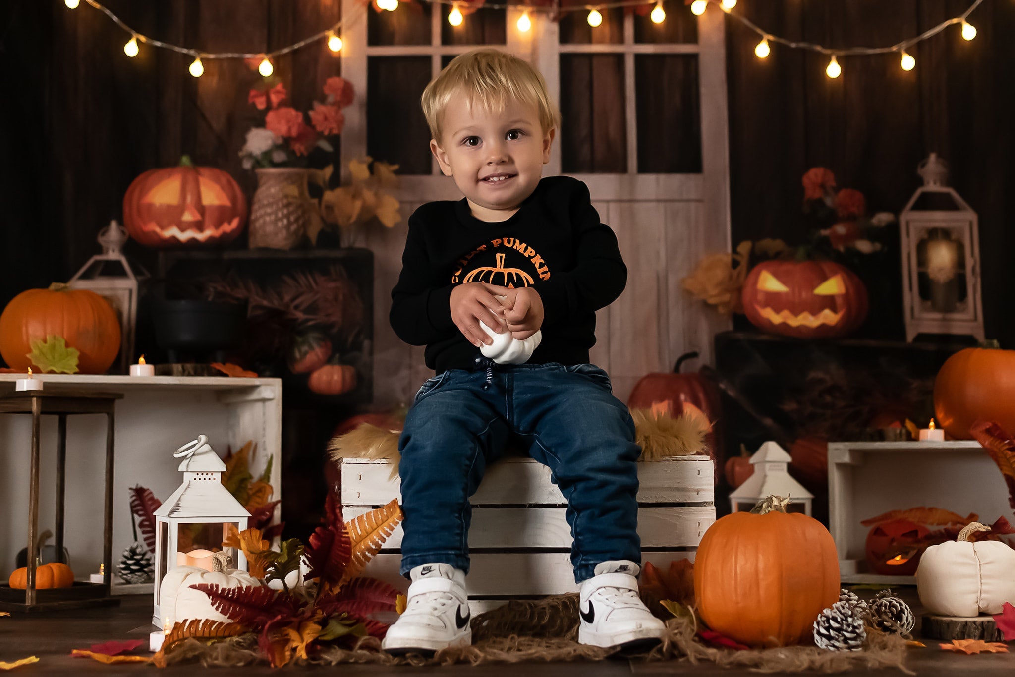 Kate Herbst / Halloween Kürbisse Lichter Hintergrund Entworfen von Jia Chan Fotografie - Kate Backdrop.de