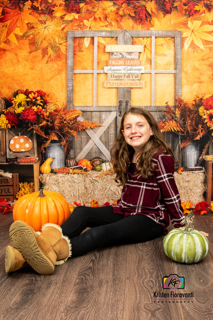 Kate Herbst Blätter mit Kürbisse das Erntedankfest Hintergrund - Kate Backdrop.de