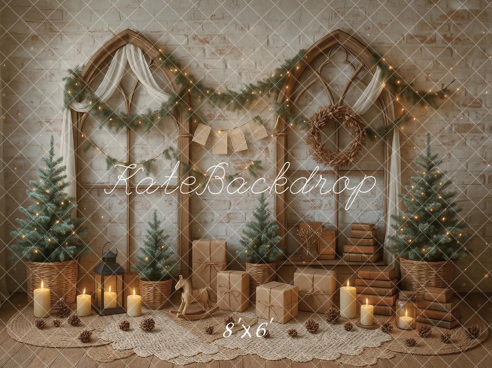 Kate Weihnachten Tannen Geschenke Vintage Hintergrund Entworfen von Ashley Paul - Kate Backdrop.de
