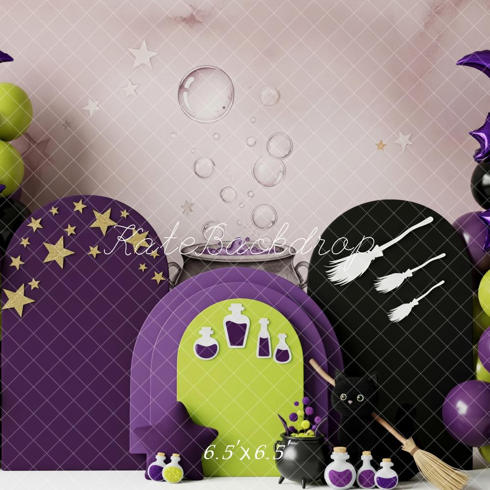 Kate Halloween Hexe Ballons Lila Hintergrund Entworfen von Patty Roberts