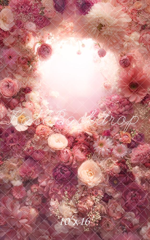 Kate Kombi Blume Kranz Leuchteffekt Rosa Hintergrund Entworfen von Emetselch - Kate Backdrop.de