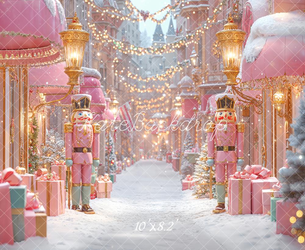 Kate Weihnachten Nussknacker Geschenke Rosa Hintergrund Entworfen von Emetselch - Kate Backdrop.de