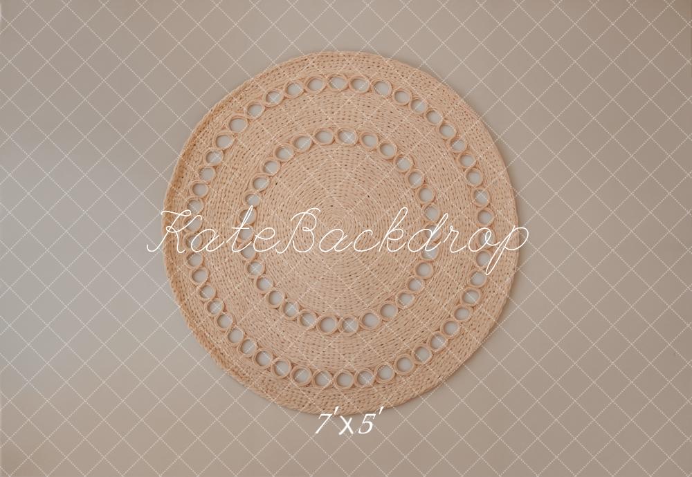 Kate Boho Rattan Teppich Beige Hintergrund Entworfen von Kate Image - Kate Backdrop.de