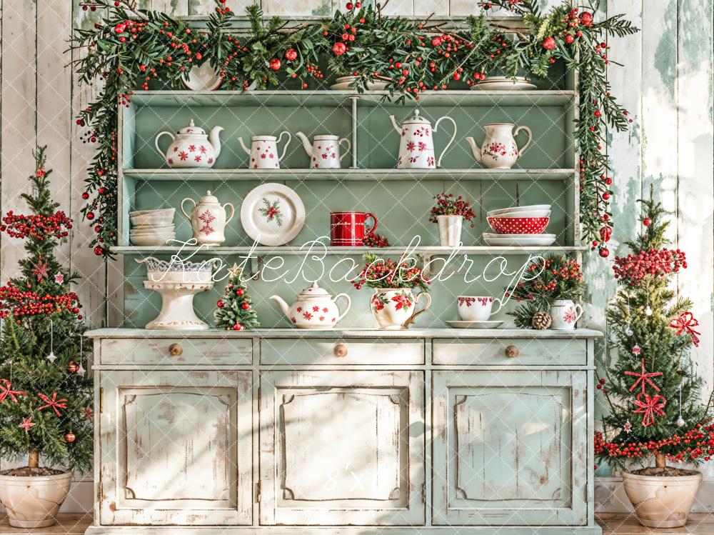 Kate Weihnachten Küchenschrank Tannenzweige Vintage Hintergrund Entworfen von Emetselch
