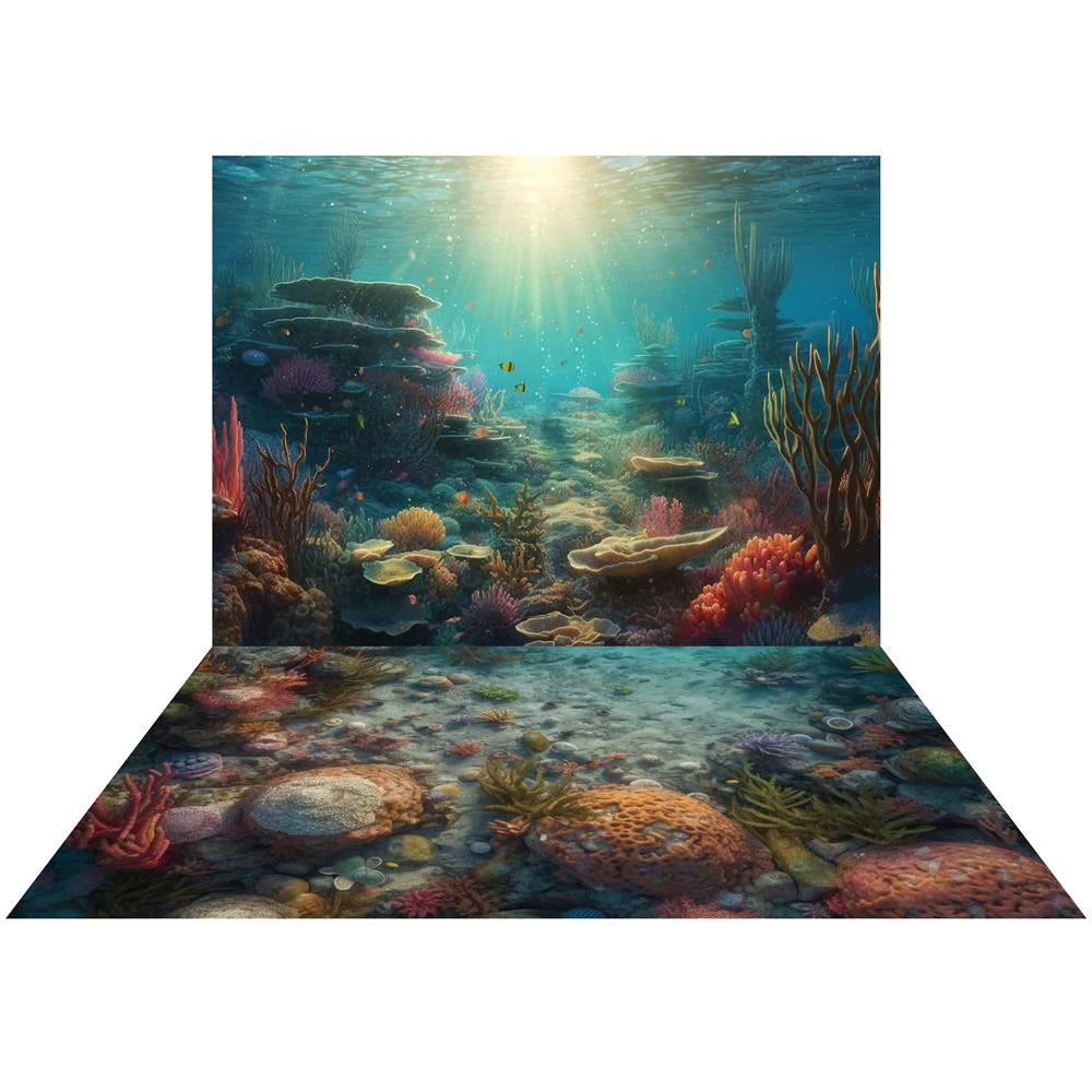 Kate Sommer-Unterwasser-Riff-Hintergrund+Riff-Gummibodenmatte - Kate Backdrop.de