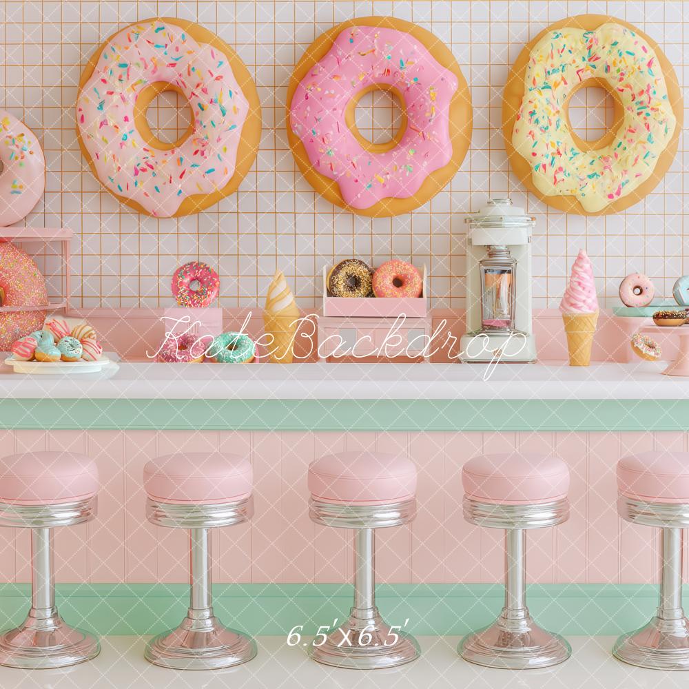 Kate Donut Café Pastell Hintergrund Entworfen von Patty Roberts - Kate Backdrop.de