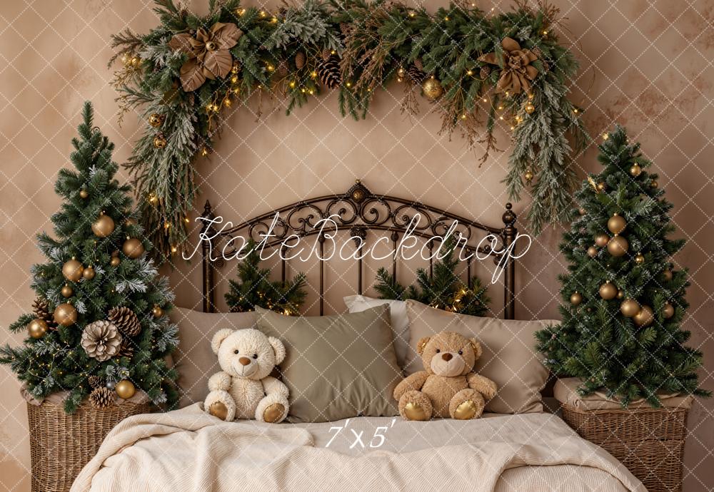 Kate Weihnachten Tannen Bett Kranz Hintergrund Entworfen von Emetselch - Kate Backdrop.de