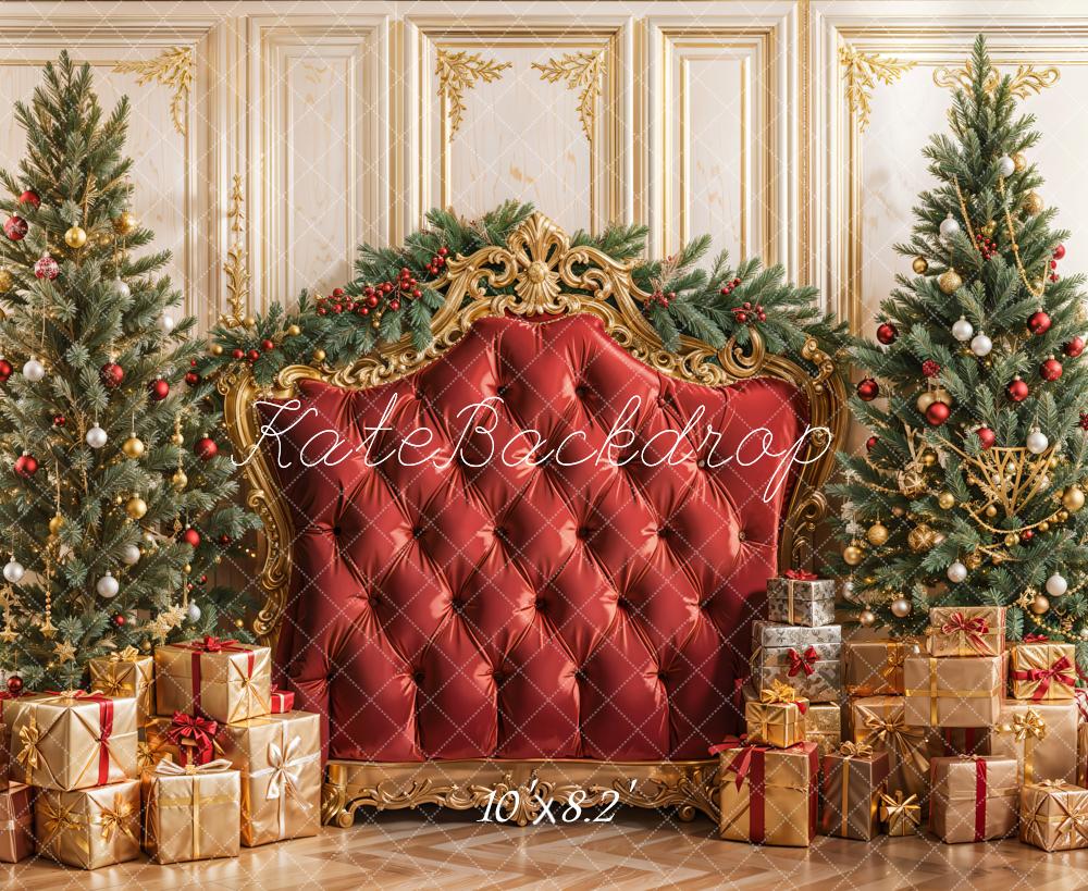 Kate Weihnachten Geschenkboxen Kopfteil Rot Fleece Hintergrund Entworfen von Emetselch - Kate Backdrop.de