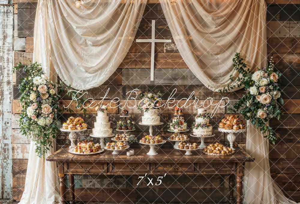 Kate Hochzeit Kuchen Desserttisch Vintage Hintergrund Entworfen von Emetselch - Kate Backdrop.de