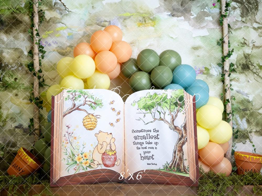 Kate Märchen Honigtopf Buch Ballonbogen Hintergrund Entworfen von Megan Leigh - Kate Backdrop.de