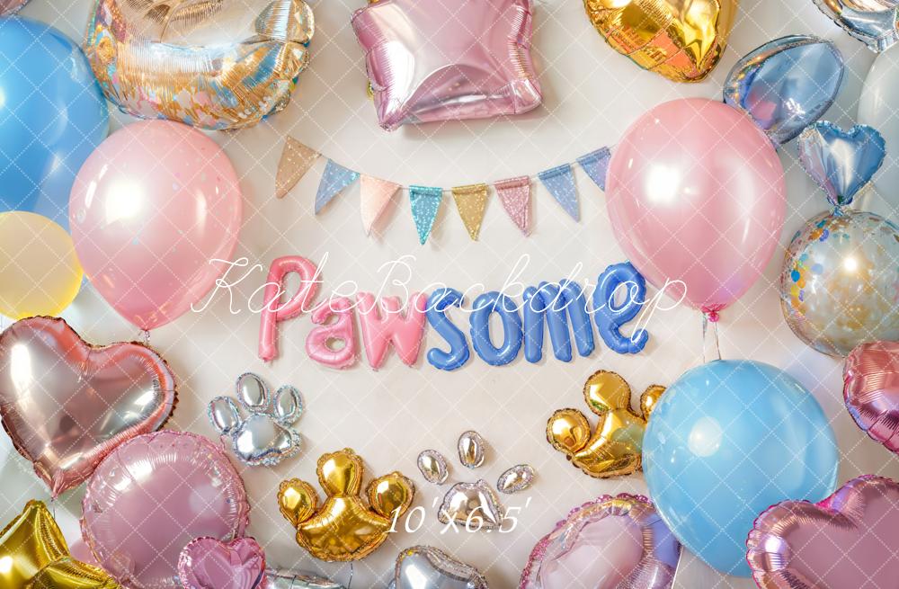 Kate Geburtstag Ballons Pfoten Bunt Fleece Hintergrund Entworfen von Emetselch