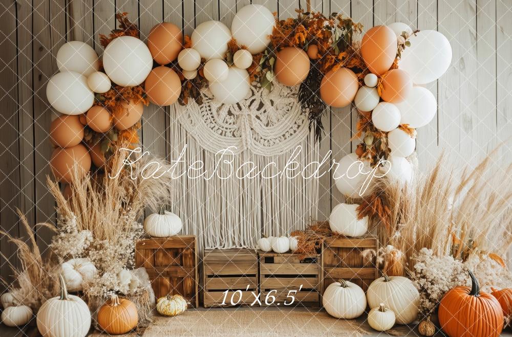 Kate Herbst Kürbis Ballons Boho Hintergrund Entworfen von Patty Roberts - Kate Backdrop.de