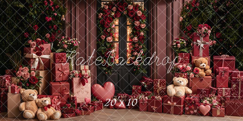 Kate Valentinstag Geschenke Rosen Bären Rot Hintergrund Entworfen von Emetselch