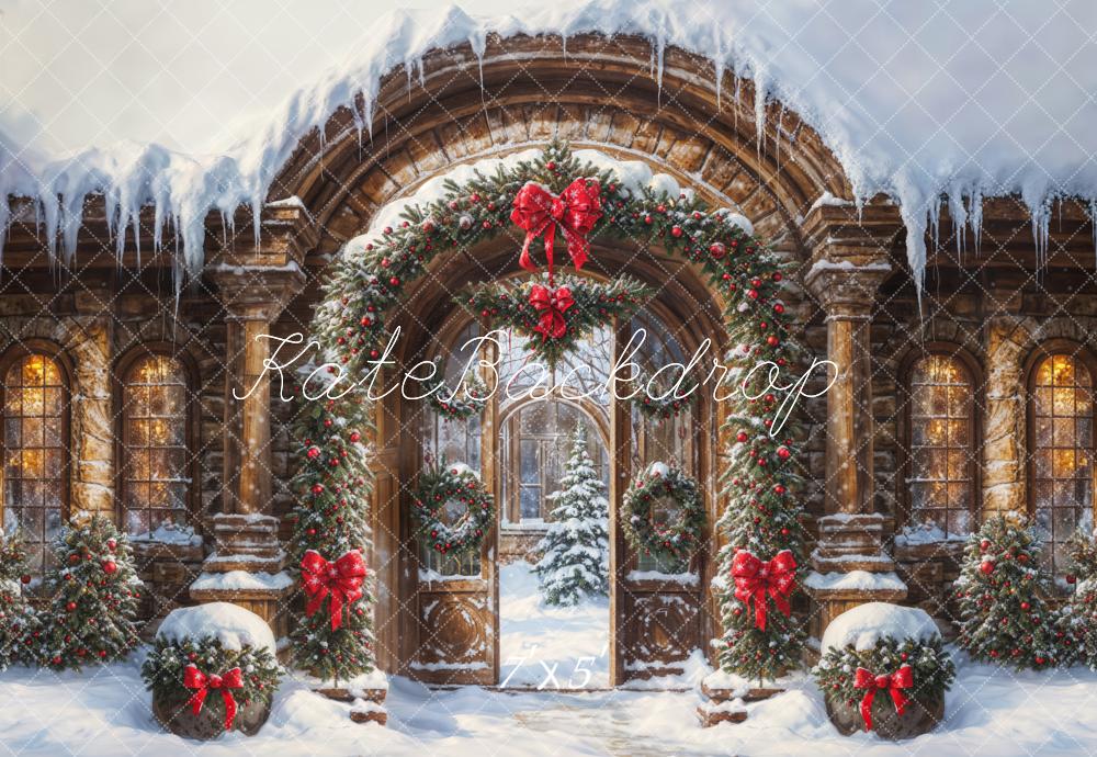 Kate Weihnachten Torbogen Girlande Schnee Hintergrund Entworfen von GQ - Kate Backdrop.de