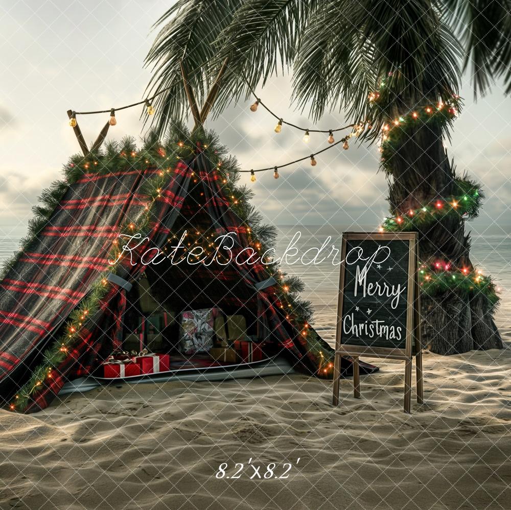 Kate Weihnachten Palmen Zelt Strand Hintergrund Entworfen von Kerry Anderson - Kate Backdrop.de