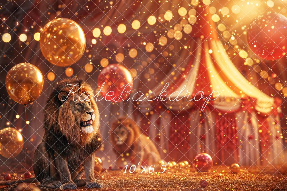 Kate Zirkus Löwe Ballons Gold Hintergrund Entworfen von Chain - Kate Backdrop.de