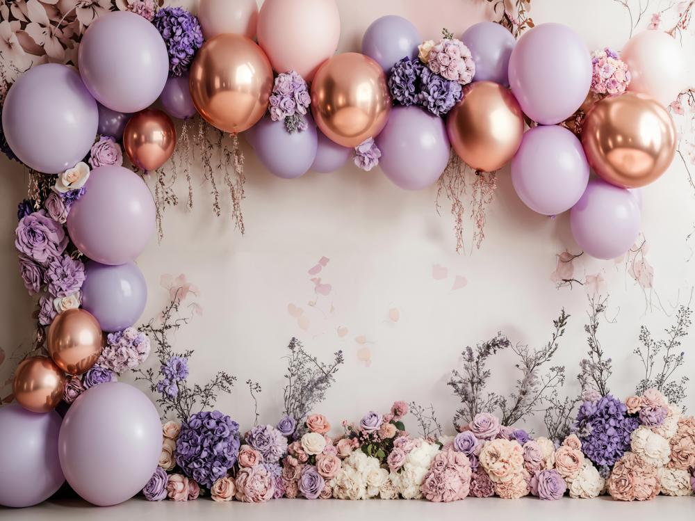 Kate Geburtstag Ballonbogen Blumen Pastell Fleece Hintergrund Entworfen von Emetselch