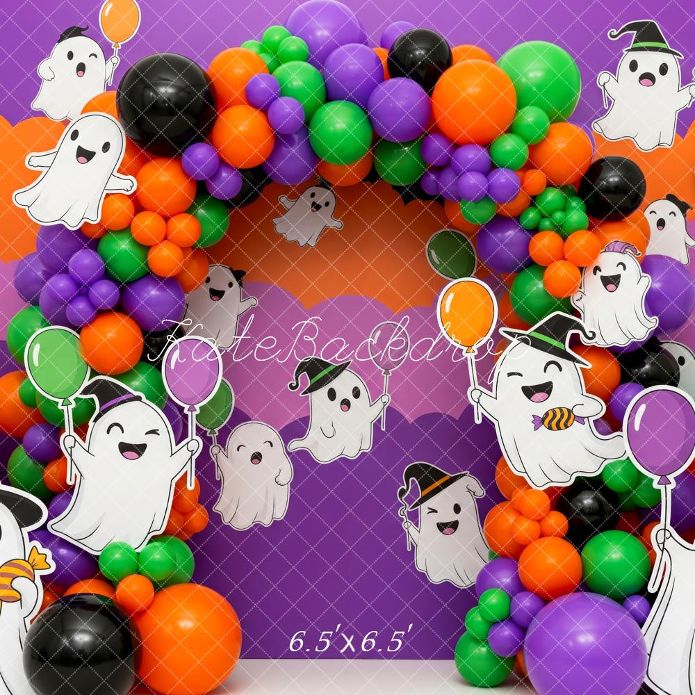 Kate Halloween Geister Ballonbogen Bunt Hintergrund Entworfen von Patty Roberts