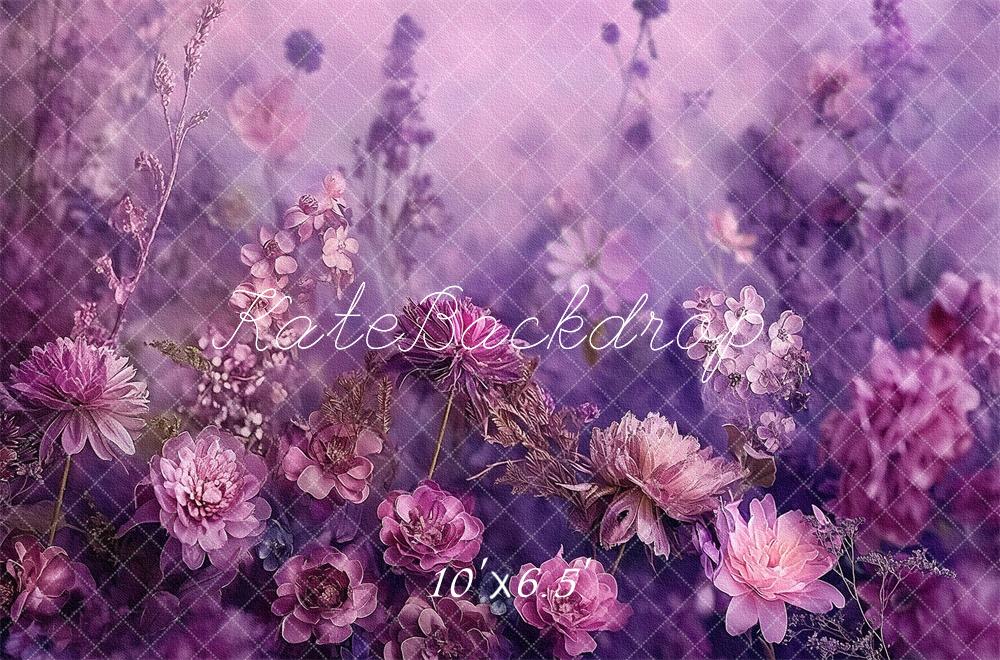 Kate Blumen Feld Lila Romantisch Hintergrund Entworfen von Kerry Anderson - Kate Backdrop.de