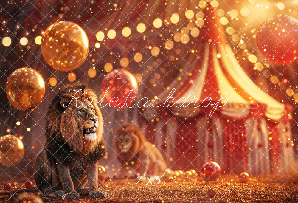 Kate Zirkus Löwe Ballons Gold Hintergrund Entworfen von Chain - Kate Backdrop.de