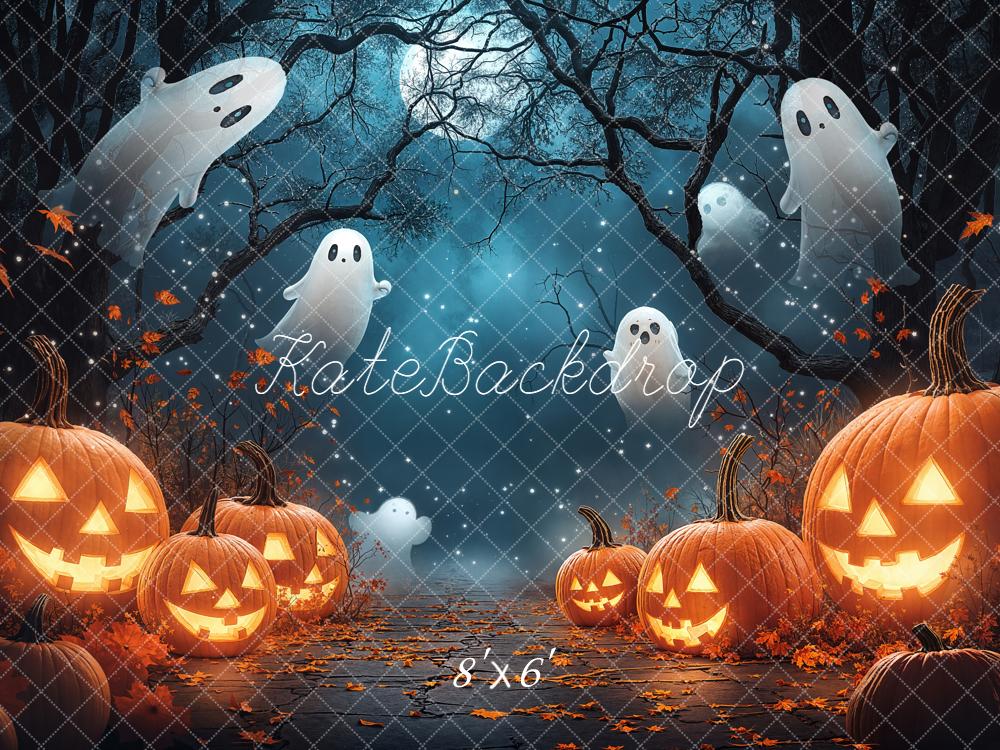 Kate Halloween Kürbisse Geister Nachtwald Hintergrund Entworfen von Chain - Kate Backdrop.de