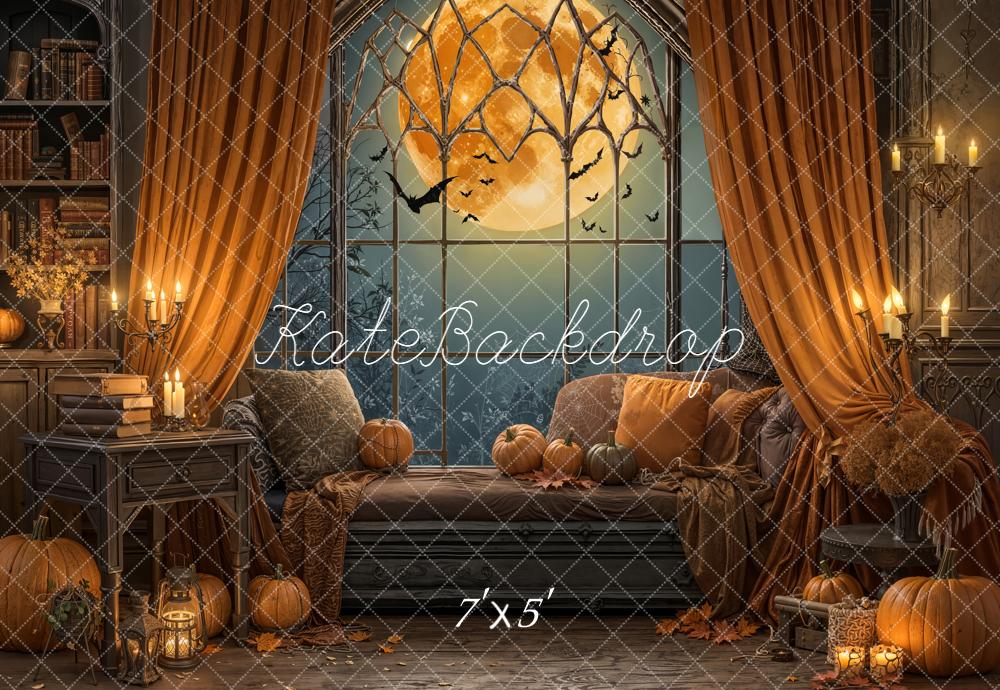 Kate Halloween Kürbisse Mond Vintage Hintergrund Entworfen von Emetselch - Kate Backdrop.de