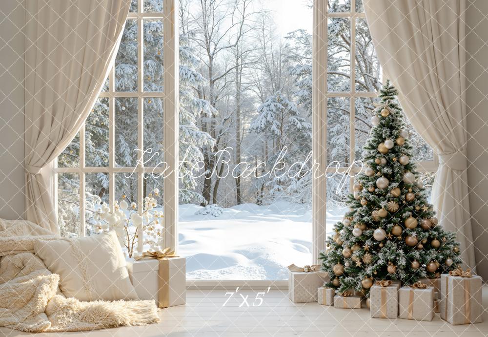 Kate Weihnachten Wohnzimmer Fenster Weiß Hintergrund Entworfen von Emetselch