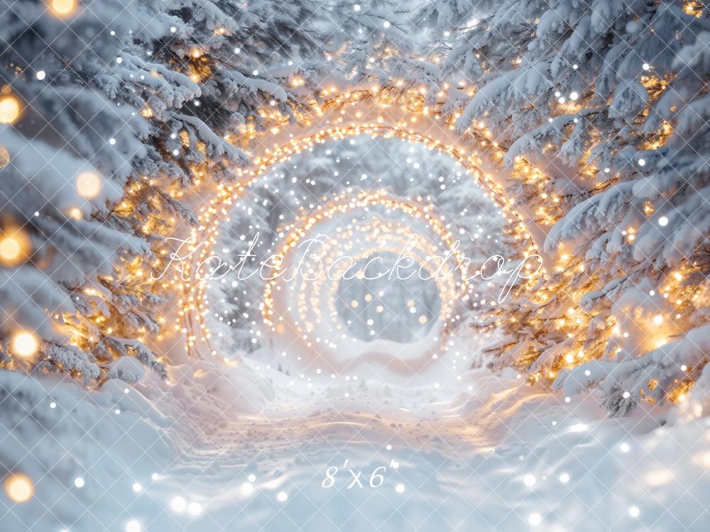 Kate Weihnachten Winterwald Lichterbogen Schnee Hintergrund Entworfen von Emetselch
