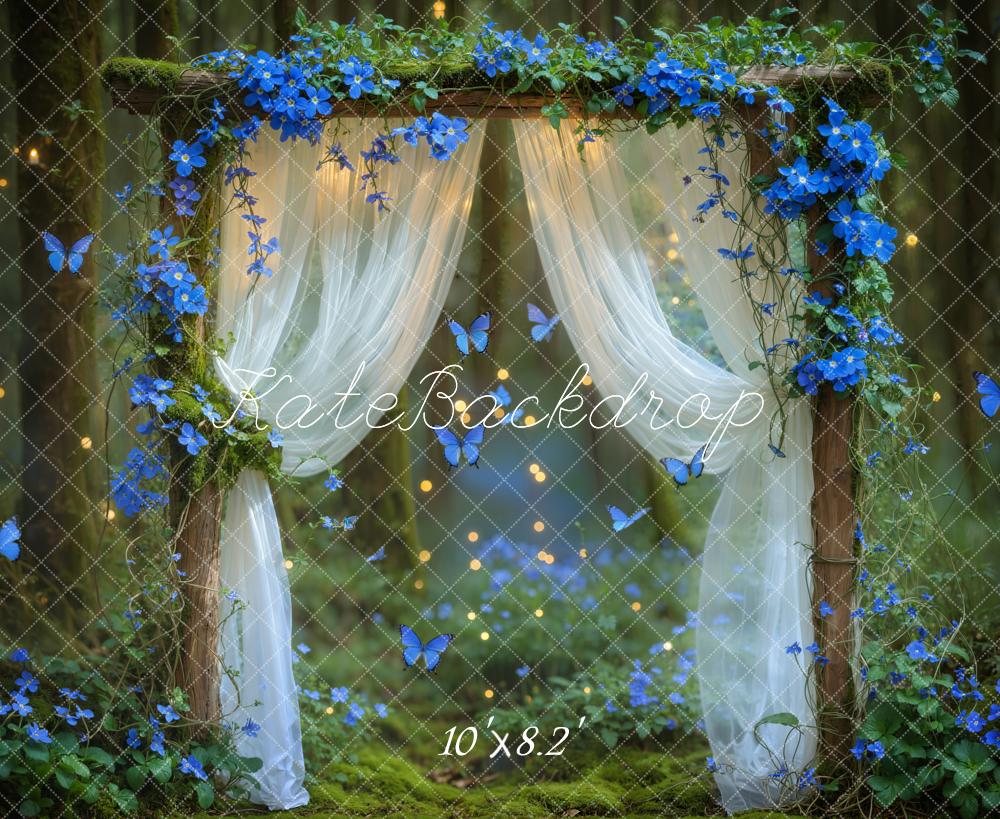 Kate Flower Arch Blaue Blumen Wald Hintergrund Entworfen von Chain